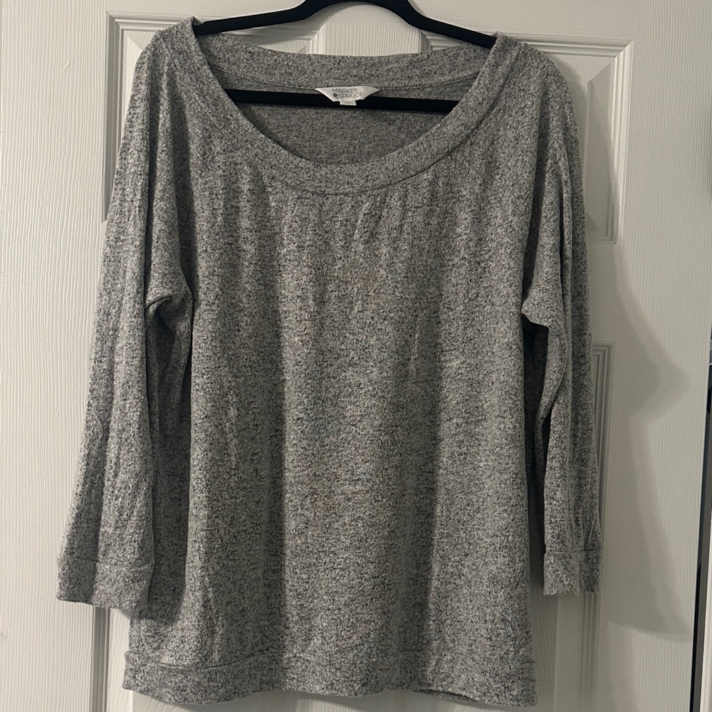 Market & Spruce Heather Gray 3/4 Sleeve Top